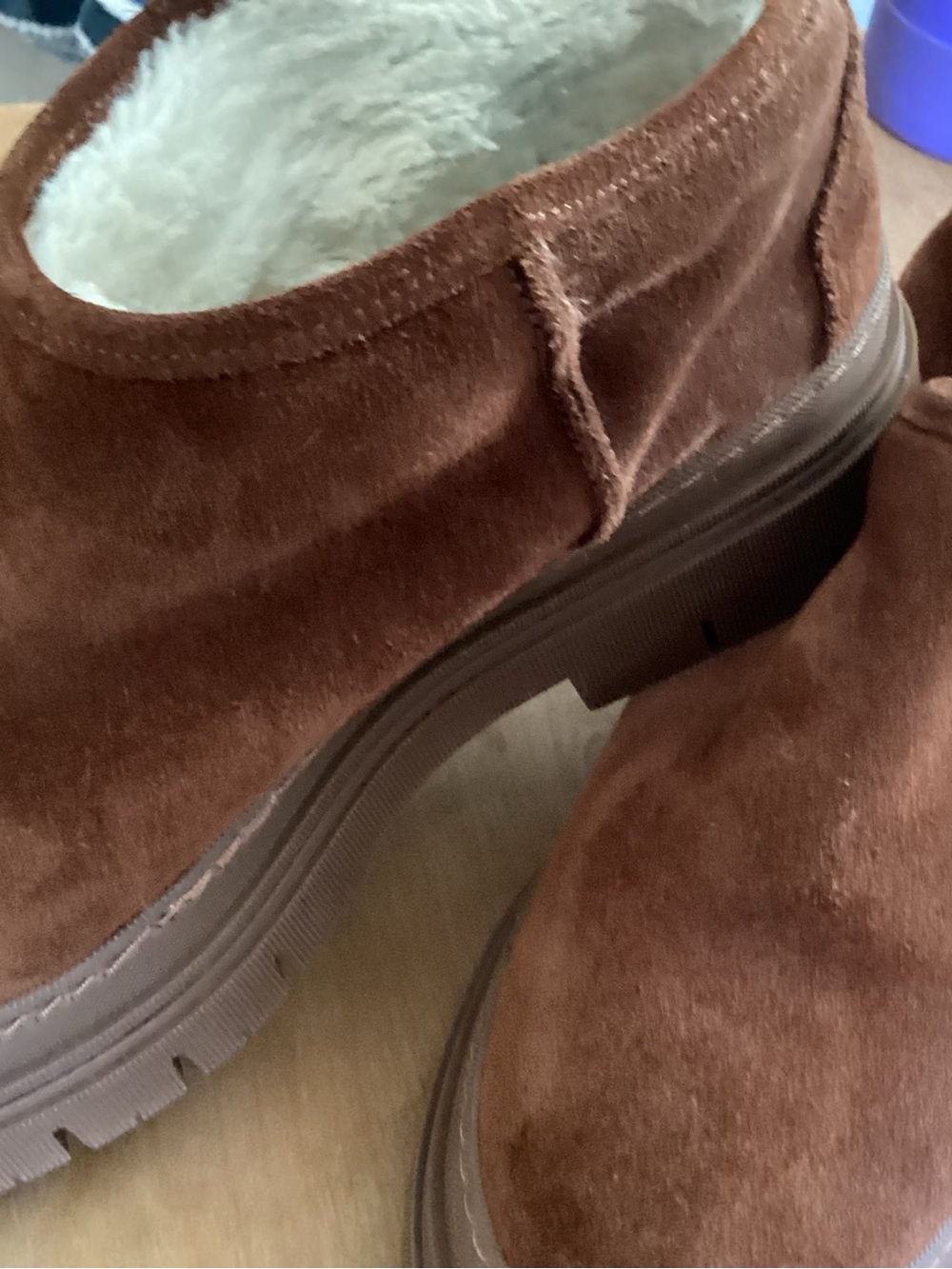 Women's Brown Suede Ankle Booties with Cozy Faux Fur Lining